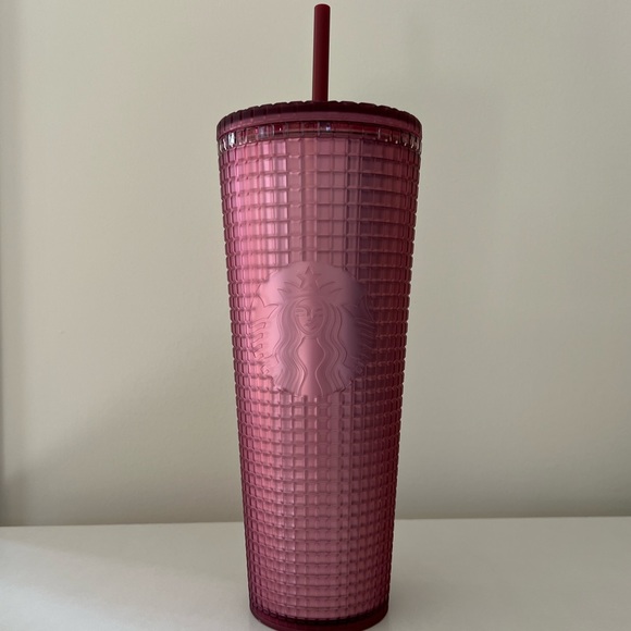 Starbucks Rose Pink Grid Aurora 2023 Fall Cold Venti Cup - Picture 1 of 2
